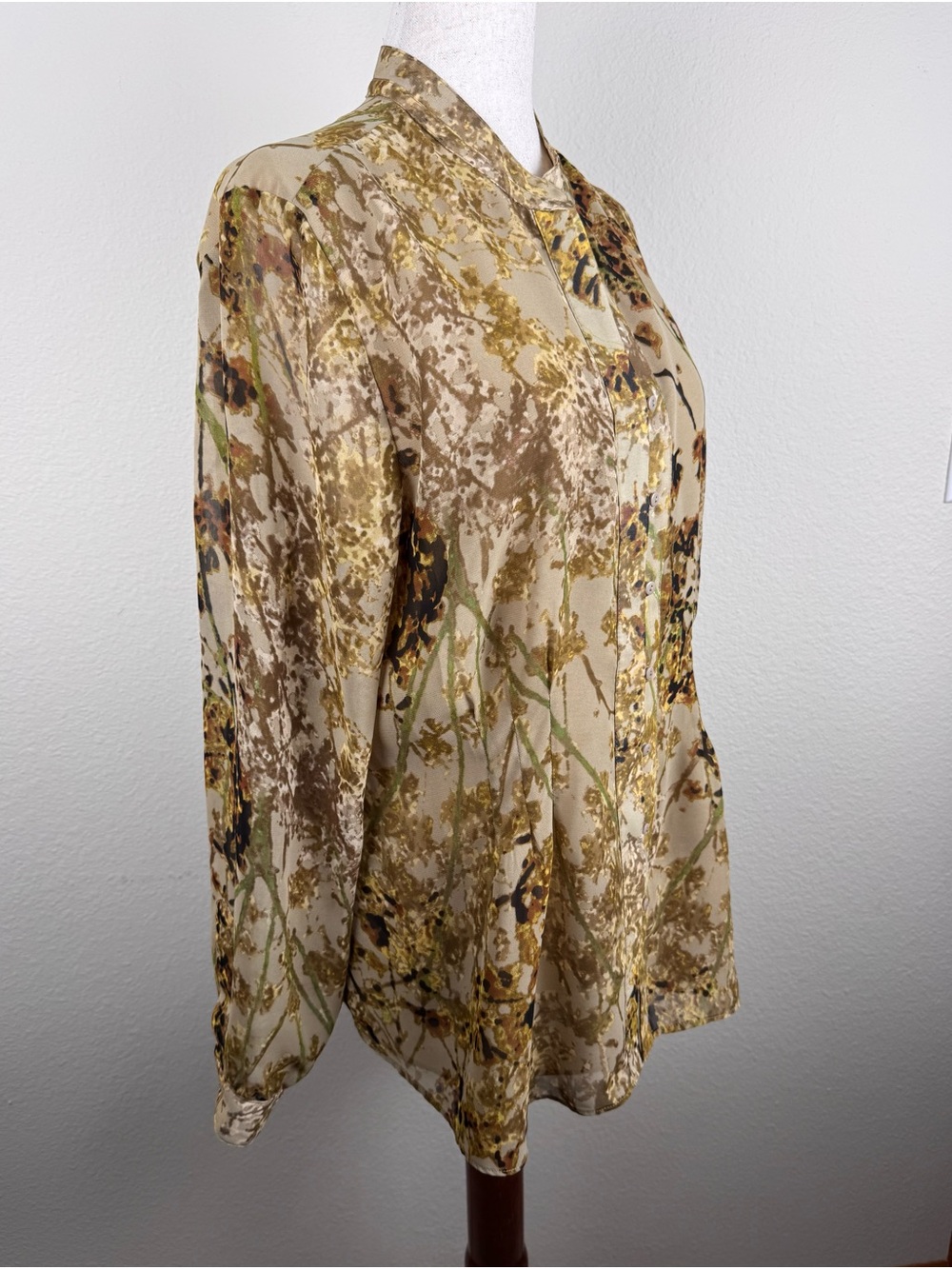 Coldwater Creek Women’s Floral Button Front Blouse Collared Long Sleeve M 10-12